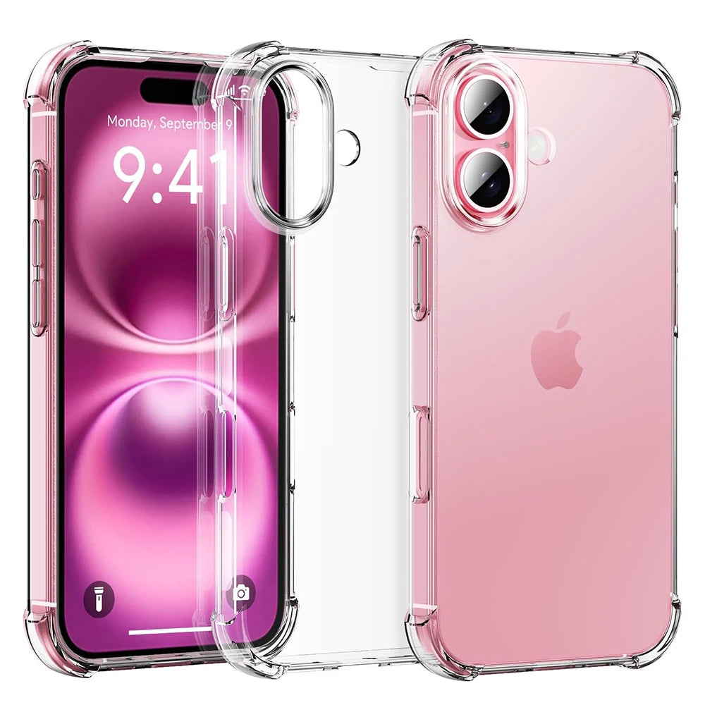 Shockproof Phone Silicone Soft Case For iPhone 16 15 14 13 12 11 Pro Max Plus Mini Clear Back Cover Ultra Thin TPU Shell Luxury