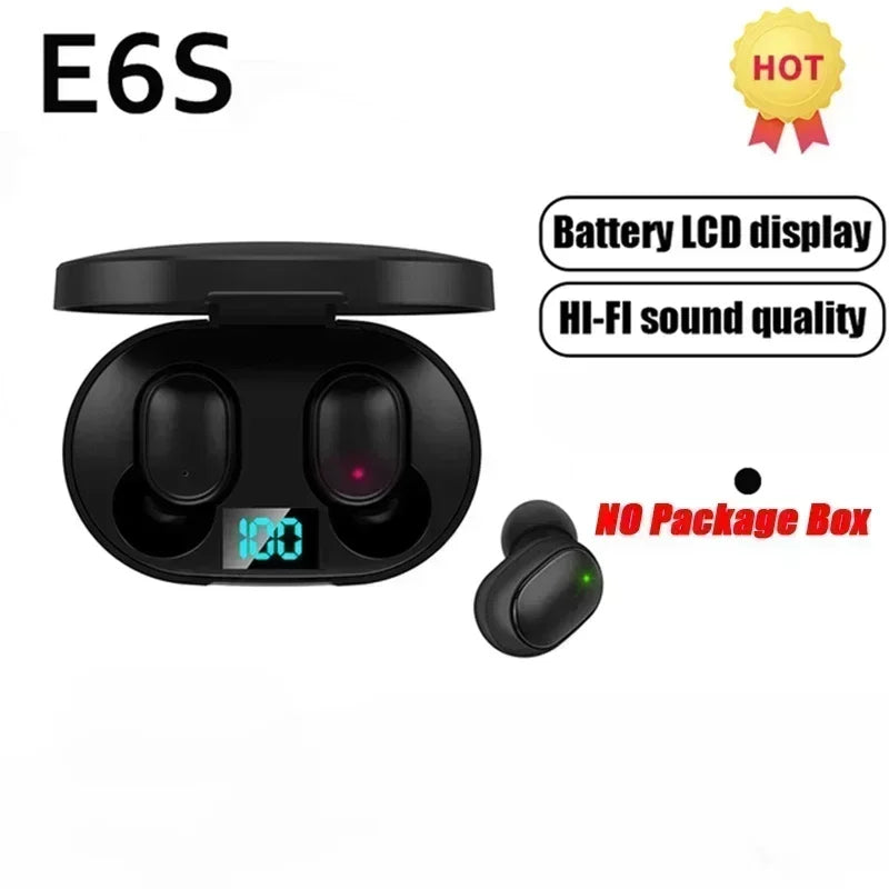 TWS E6S Wireless Earbuds Bluetooth Headphones Wireless Bluetooth Earphones Noise Cancelling Earphones with Mic