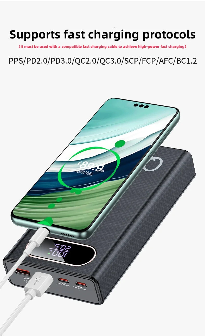 PD100W Fast Charging Power Bank DIY Kit 20V 5A 6x 21700 Battery Pack Portable Customizable No Soldering Easy to Assemble