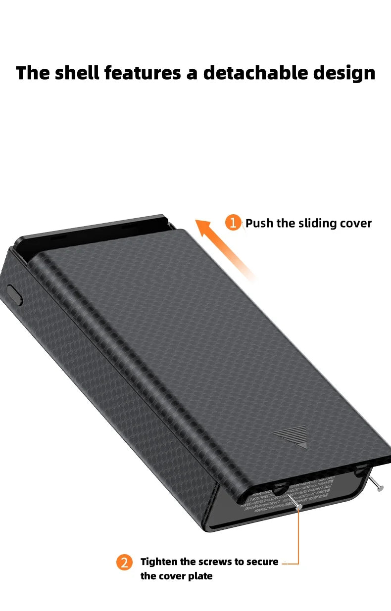 PD100W Fast Charging Power Bank DIY Kit 20V 5A 6x 21700 Battery Pack Portable Customizable No Soldering Easy to Assemble