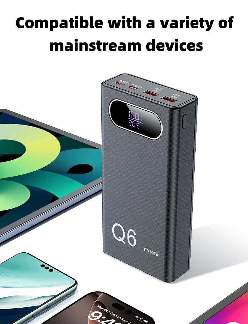 PD100W Fast Charging Power Bank DIY Kit 20V 5A 6x 21700 Battery Pack Portable Customizable No Soldering Easy to Assemble