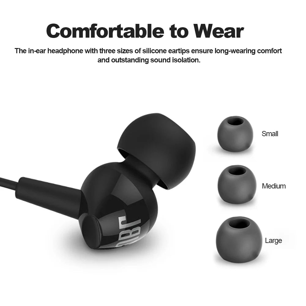 JBL C100Si Original 3.5mm Wired Stereo Earphones Deep Bass Music Sports Headset Running Earphone Hands-free Call with Microphone