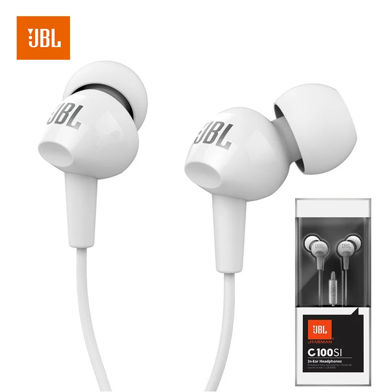 JBL C100Si Original 3.5mm Wired Stereo Earphones Deep Bass Music Sports Headset Running Earphone Hands-free Call with Microphone