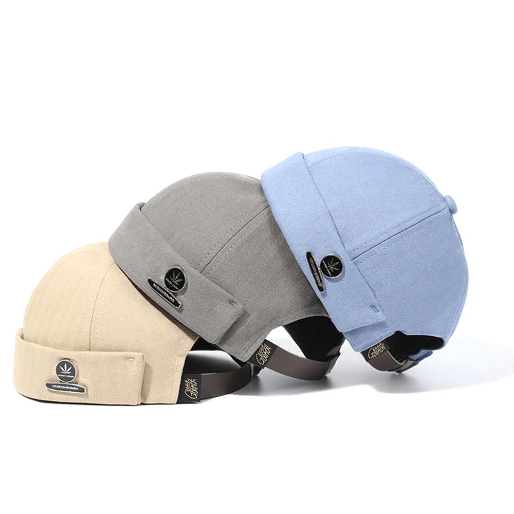 Fashion Men Women Docker Brimless Caps Hat Retro Maple Leaf Icon Melon Beanie Hats Outdoor Street Style Spring Summer Skullcap