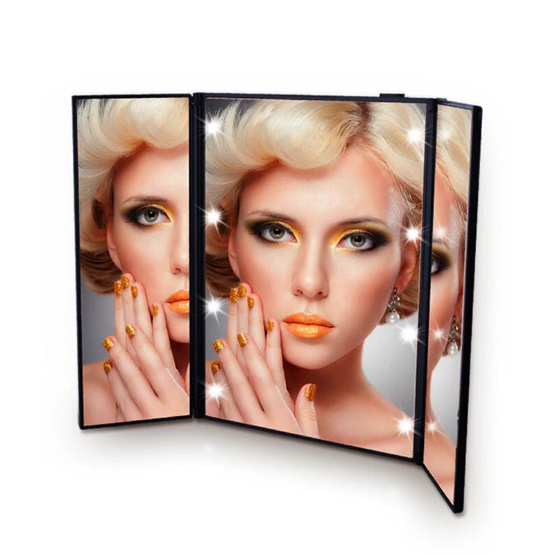 Portable LED Light Makeup Mirror Vanity lights Compact Make Up Pocket mirrors Vanity Cosmetic hand folding led Mirror lamp