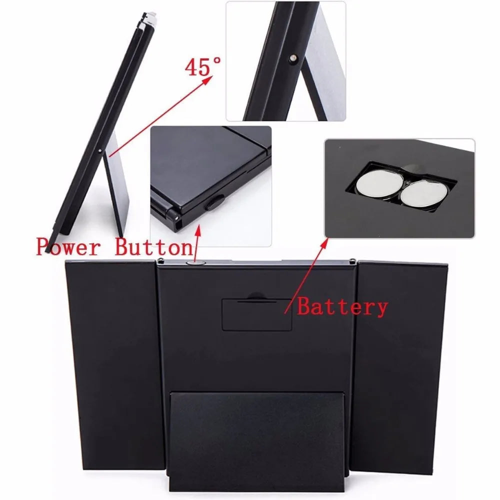 Portable LED Light Makeup Mirror Vanity lights Compact Make Up Pocket mirrors Vanity Cosmetic hand folding led Mirror lamp