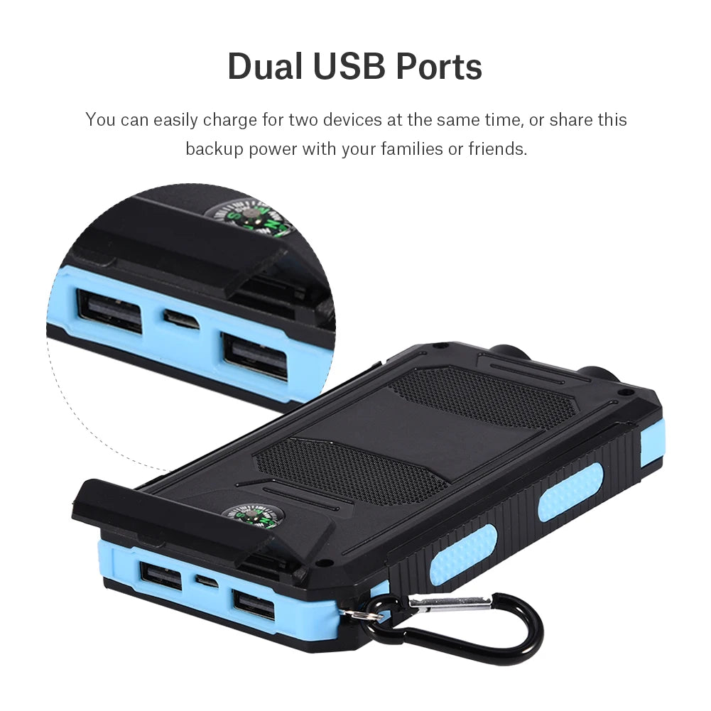 10000mAh Outdoor Fast  Solar Mobile Power Bank Case DIY Kit with   Power Bank Power Bank Dual USB