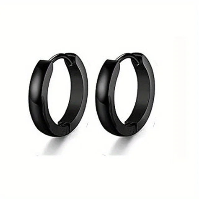 4-14 Pairs Earrings For Men, Black Earrings Mens Earrings, Stainless Steel Stud Earrings For Women Huggie Hoop Earrings Set