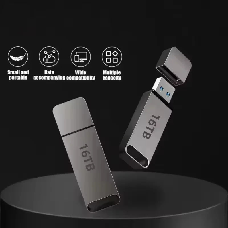 16TB Flash Drive USB 3.2 High Speed Transfer SSD High Capacity Metal Pen Drive Type C Portable Memory Waterproof U Drive