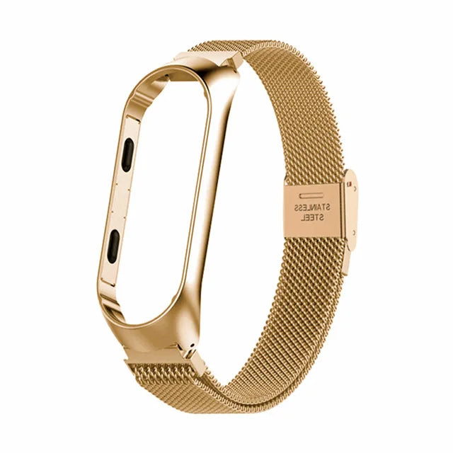 Smart Watch Strap For Xiaomi Mi Band 6 5 4 3 Watchbands Gold Sliver For Miband 6 5 4 Stainless Steel Sport Smartwatch Correas