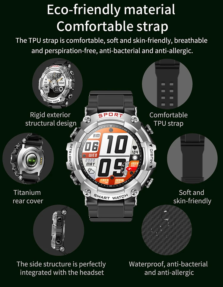 Smart Watch with Earphones BT Call Music Headset Player T96 Heart Rate Sleep Monitor Smart Watch with Earbuds 2 in 1