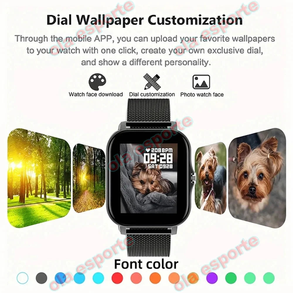 Smart Watch For Men Women Gift 1.44 inch Full Touch Screen Sport Fitness Watches BT Call Digital Smartwatch Wristwatch 2024 New