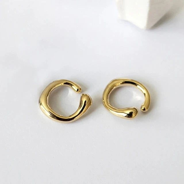 Golden Earrings without Piercing Geometric Round Ear Cuff Minimalist Cartilage Earrings Women Simple Jewelry