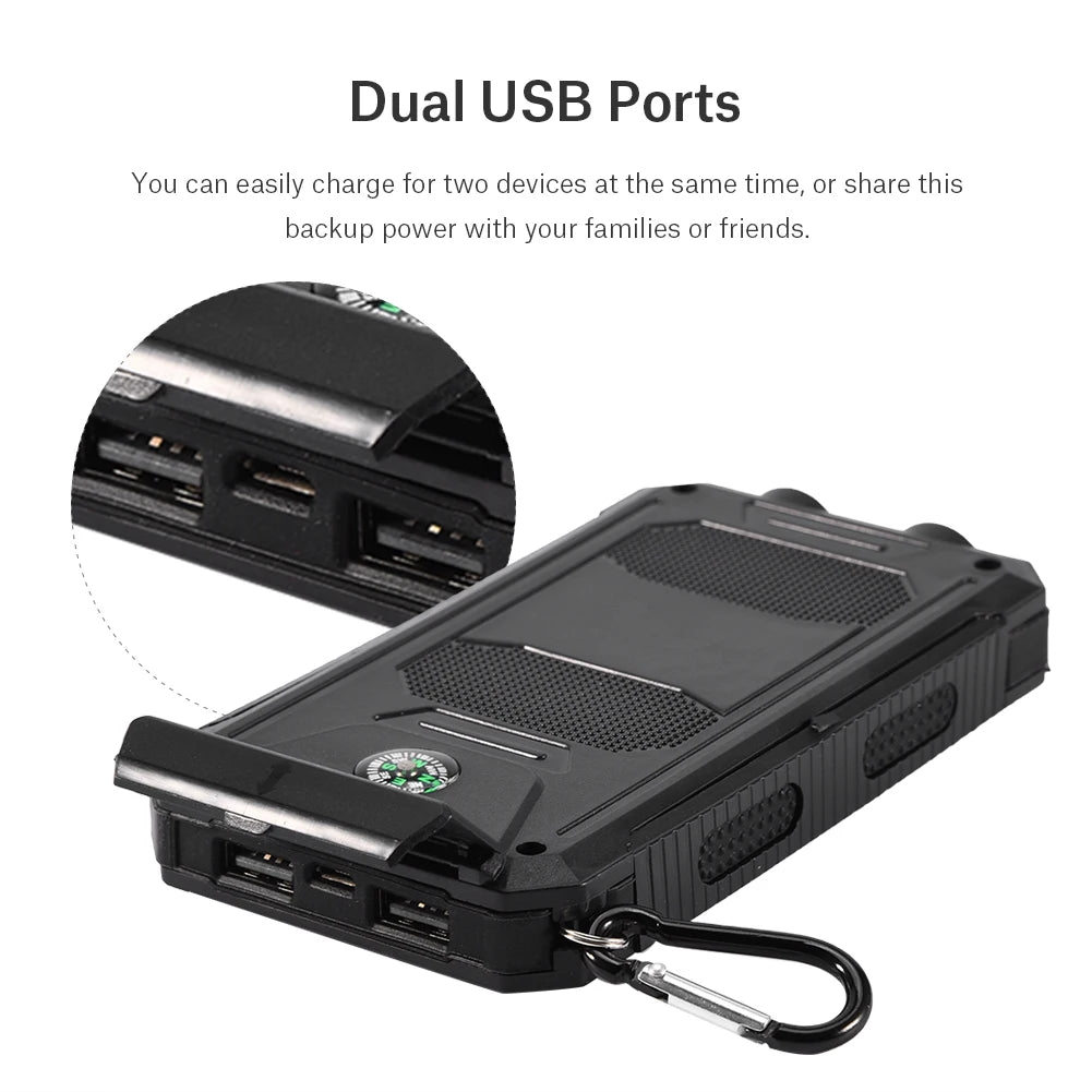 10000mAh Outdoor Fast  Solar Mobile Power Bank Case DIY Kit with   Power Bank Power Bank Dual USB