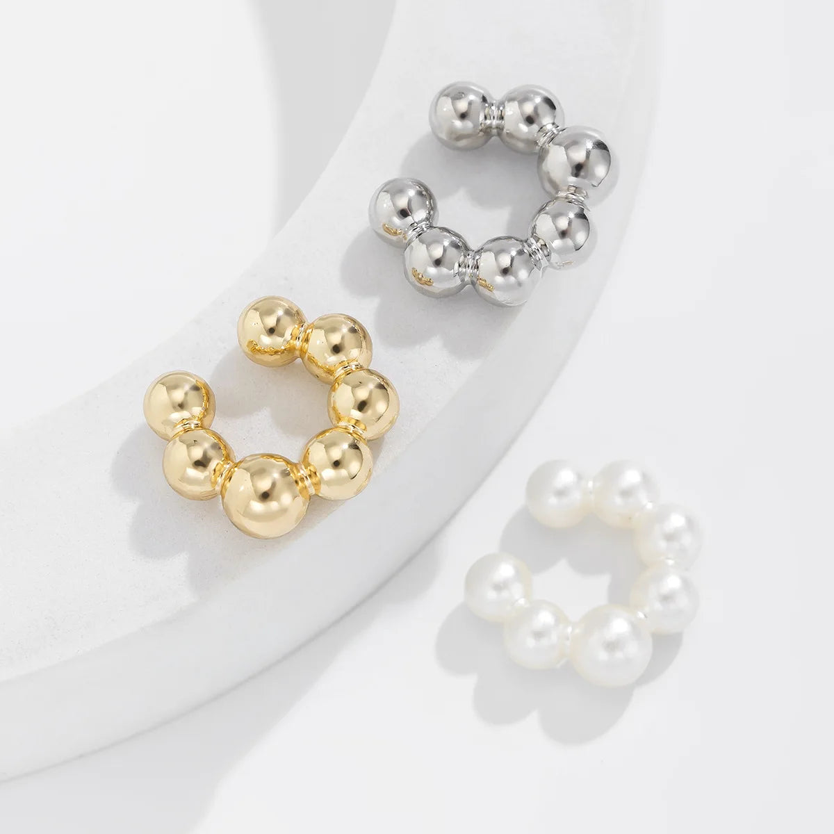 Three Pieces Set Pearls Without Ear Holes Clip Earrings for Women Fashion Customized Jewelry Minimalist Accessories Wholesale