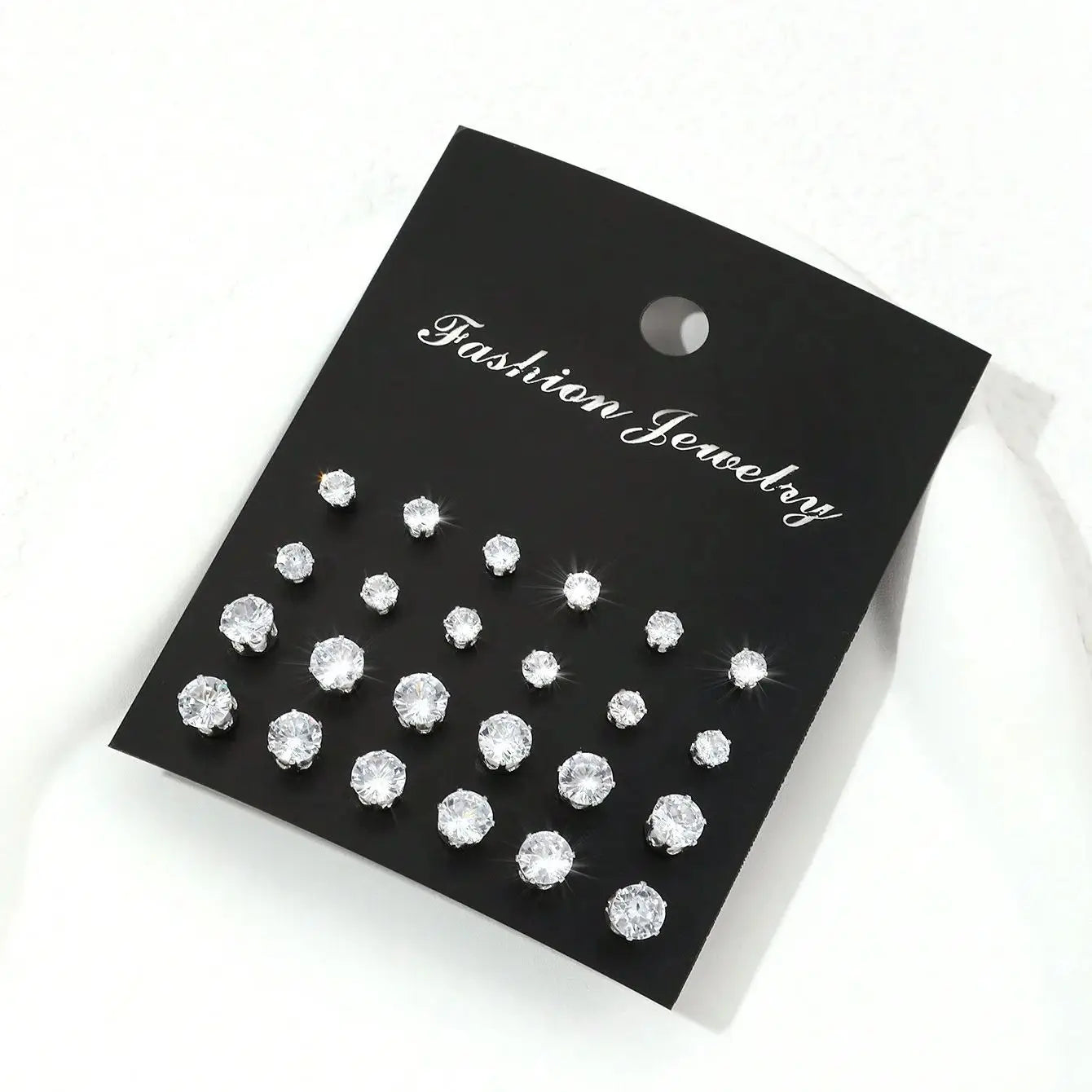 12pairs Fashionable Minimalist Cubic Zirconia Sparkly Earrings，Suitable For Holidays, Parties, Dates, Gifts, Everyday Wear