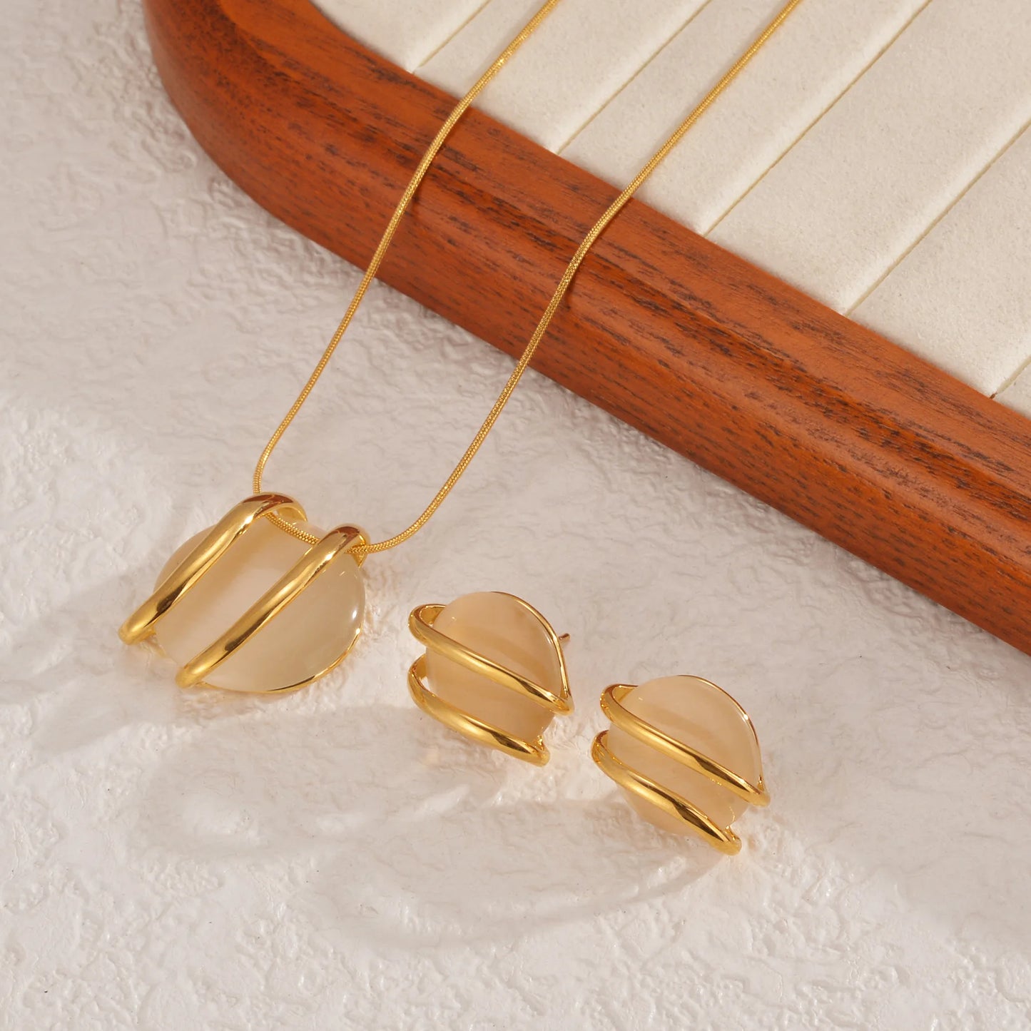 Freeteeme Various Style Necklace Earrings Set for Women Stainless Steel Bow Zircon Pendant Ear Studs Jewelry Set Birthday Gifts