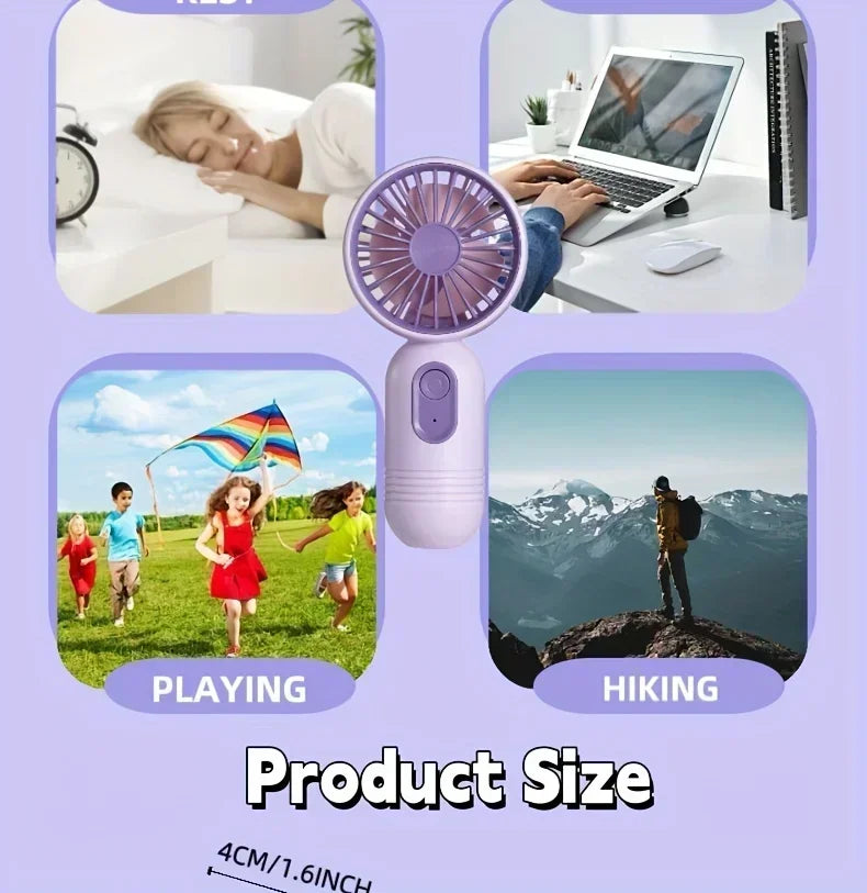 Mini Portable Fan USB Charging 3-speed - Handheld Fan for Men and Women Suitable for Office, Outdoor Travel, and Camping