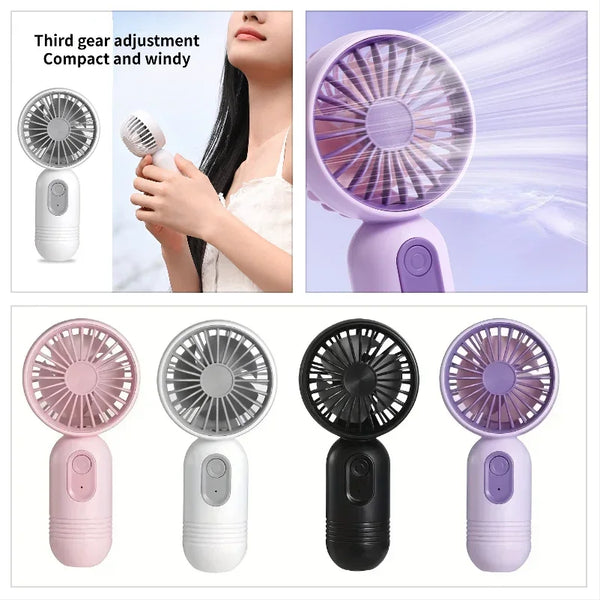 Mini Portable Fan USB Charging 3-speed - Handheld Fan for Men and Women Suitable for Office, Outdoor Travel, and Camping