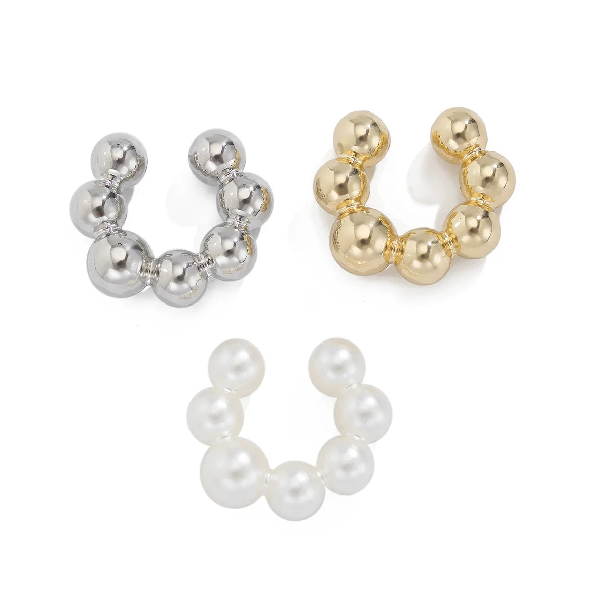 Three Pieces Set Pearls Without Ear Holes Clip Earrings for Women Fashion Customized Jewelry Minimalist Accessories Wholesale