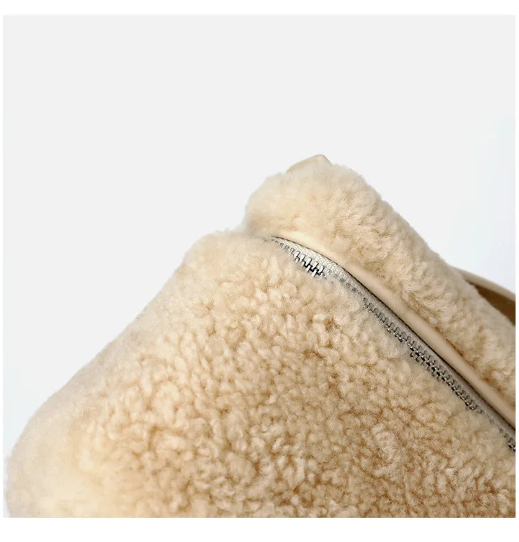 Ladies' bag 2025 new high-end retro wool lamb hand-held box bag niche design single shoulder crossbody bag