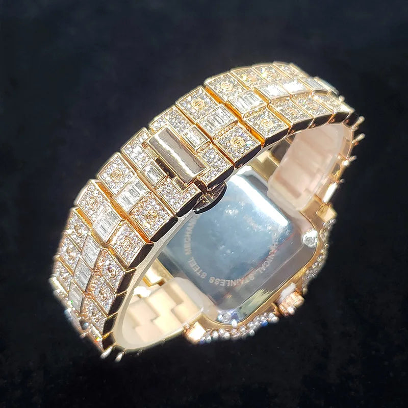 2025 New Luxury Diamond Watch Men Fashion Iced Out Square Colorful Number Watches Hip Hop Bling Jewelry Reloj Hombre for Party