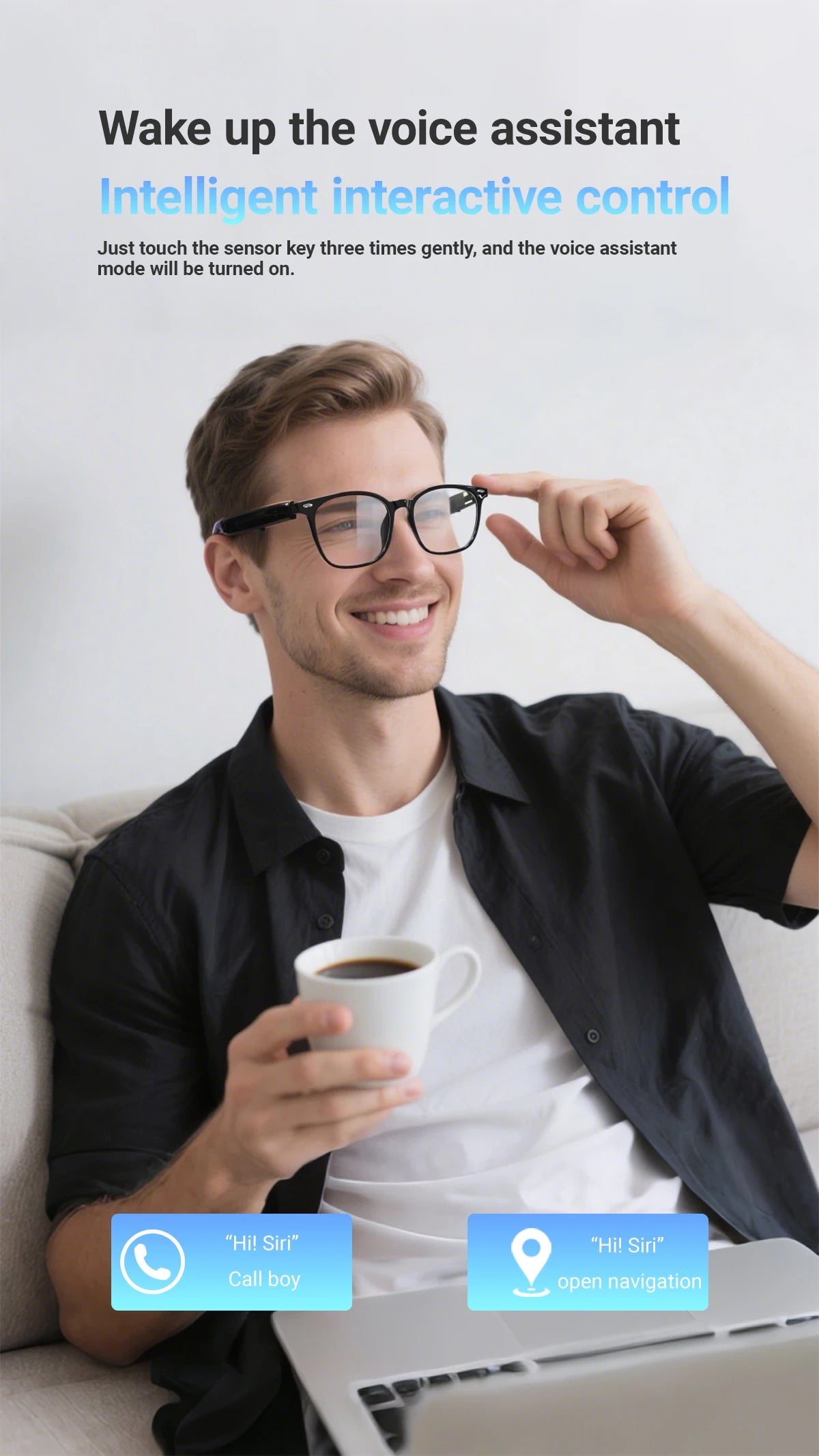 2025 Smart Glasses AI translation 100+ Languages Make Receive Calls Music Calling Noise Reduction Light BT TWS Glasses Men Women