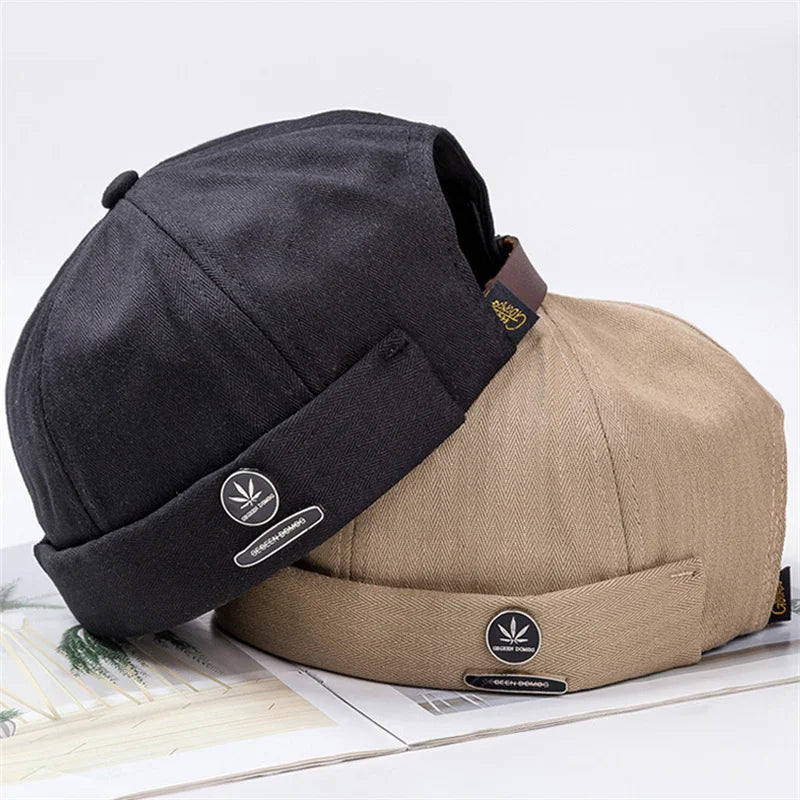 Fashion Men Women Docker Brimless Caps Hat Retro Maple Leaf Icon Melon Beanie Hats Outdoor Street Style Spring Summer Skullcap