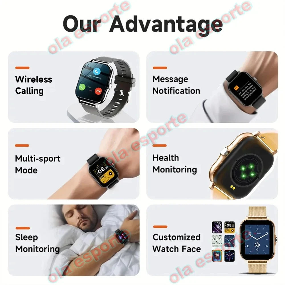 Smart Watch For Men Women Gift 1.44 inch Full Touch Screen Sport Fitness Watches BT Call Digital Smartwatch Wristwatch 2024 New