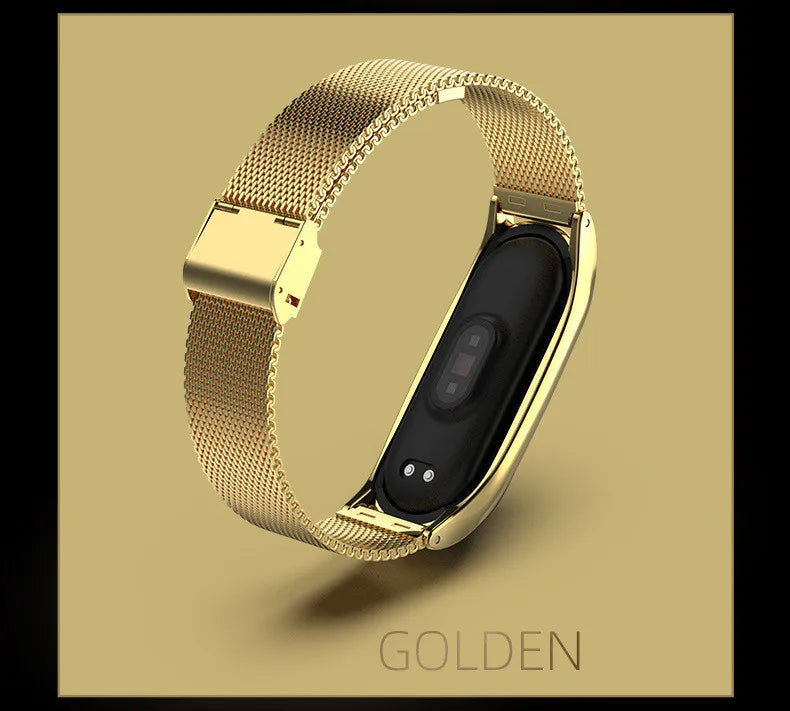 Smart Watch Strap For Xiaomi Mi Band 6 5 4 3 Watchbands Gold Sliver For Miband 6 5 4 Stainless Steel Sport Smartwatch Correas
