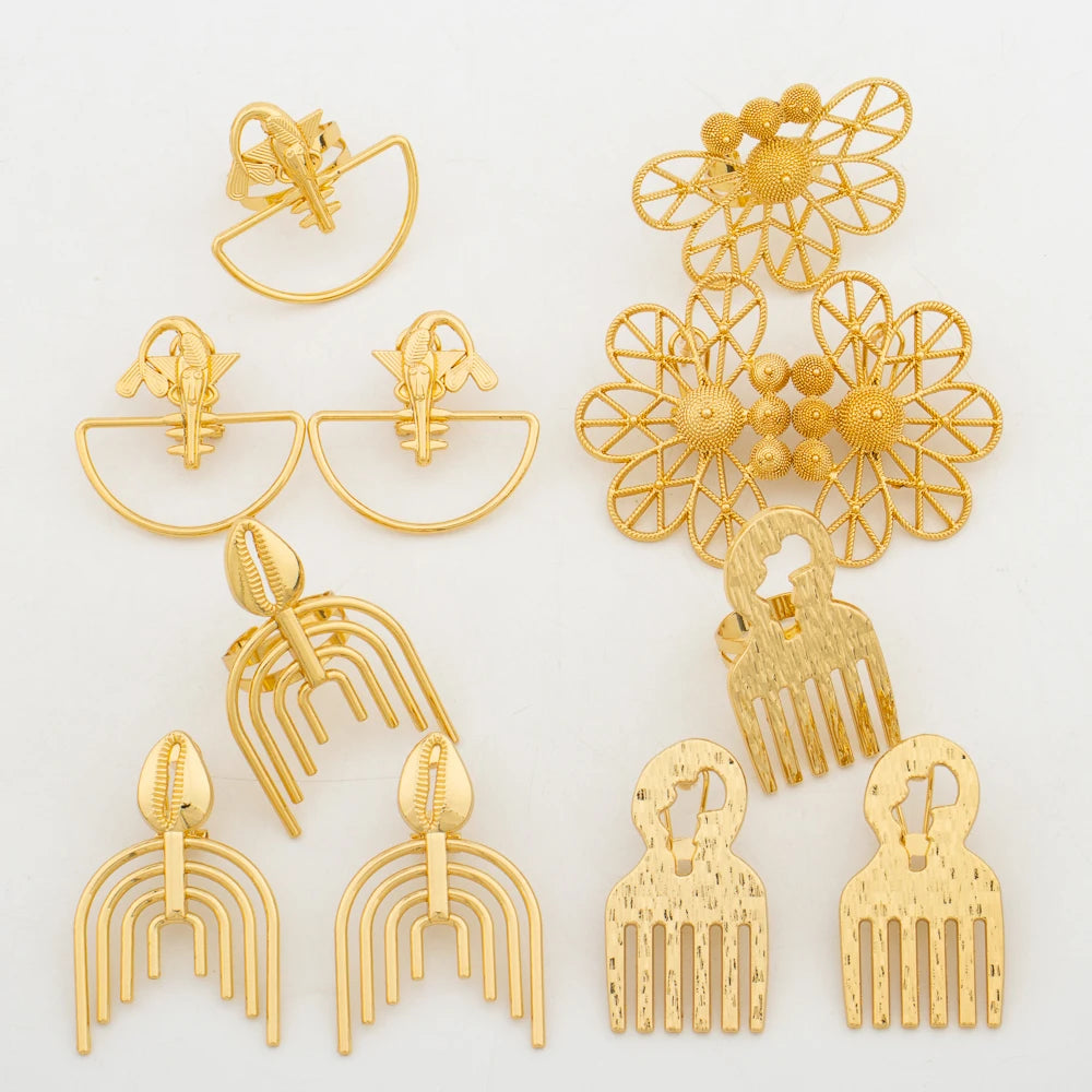 New 18 Gold Plated Jewelry Set For Women Design Dubai Fashion Earrings and Ring Set African Bridal Wedding Jewelry Party Gift