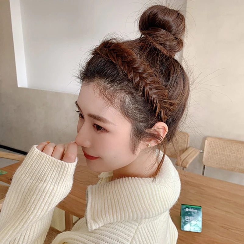 Wig Twist Headbands for Women Wide Fishbone Braids Hairbands Handmade Retro Head Hoop Hair Styling Headwear Hair Accessories