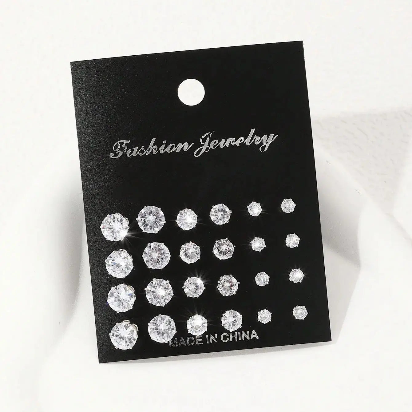 12pairs Fashionable Minimalist Cubic Zirconia Sparkly Earrings，Suitable For Holidays, Parties, Dates, Gifts, Everyday Wear