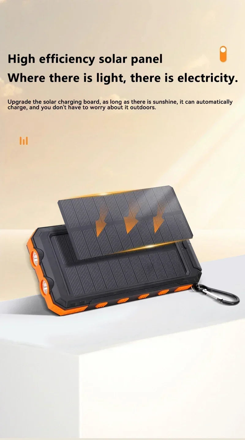 Solar 200000mAh Power Bank Portable Large Capacity Charger Compatible 120W Super Fast Charging For iPhone Samsun Huawei Xiaomi