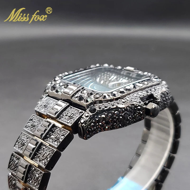 Diamond Men's Quartz Watch With Auto Date Waterproof Wristwatches For Male Unique Luxury Cool Iced Fashion Trends Timepieces New