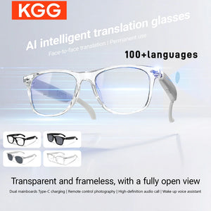 2025 Smart Glasses AI translation 100+ Languages Make Receive Calls Music Calling Noise Reduction Light BT TWS Glasses Men Women