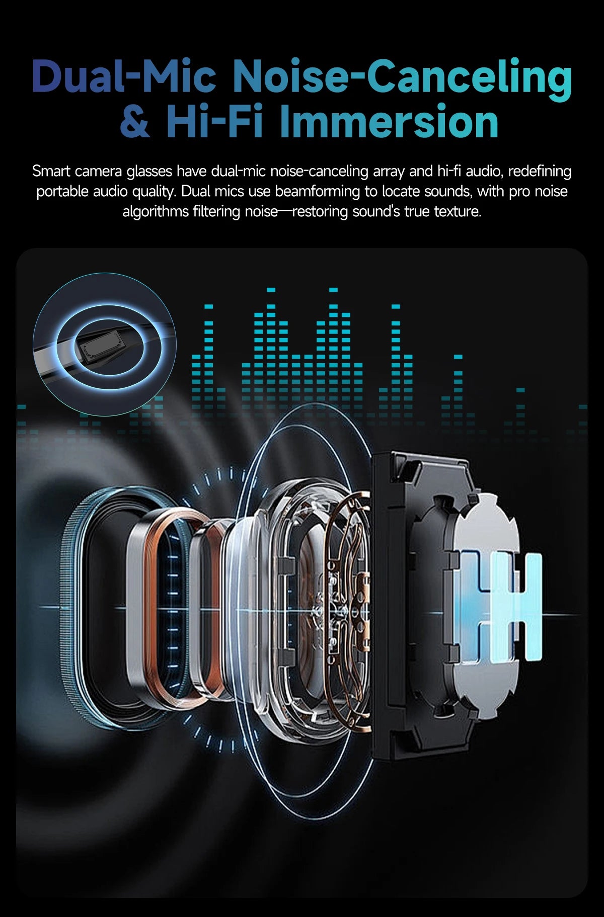 Fashion 8 Million Pixels SmartGlasses Recording Videos AI Photo Recognition Translation 270mAh IP65 Waterproof Bluetooth Glasses