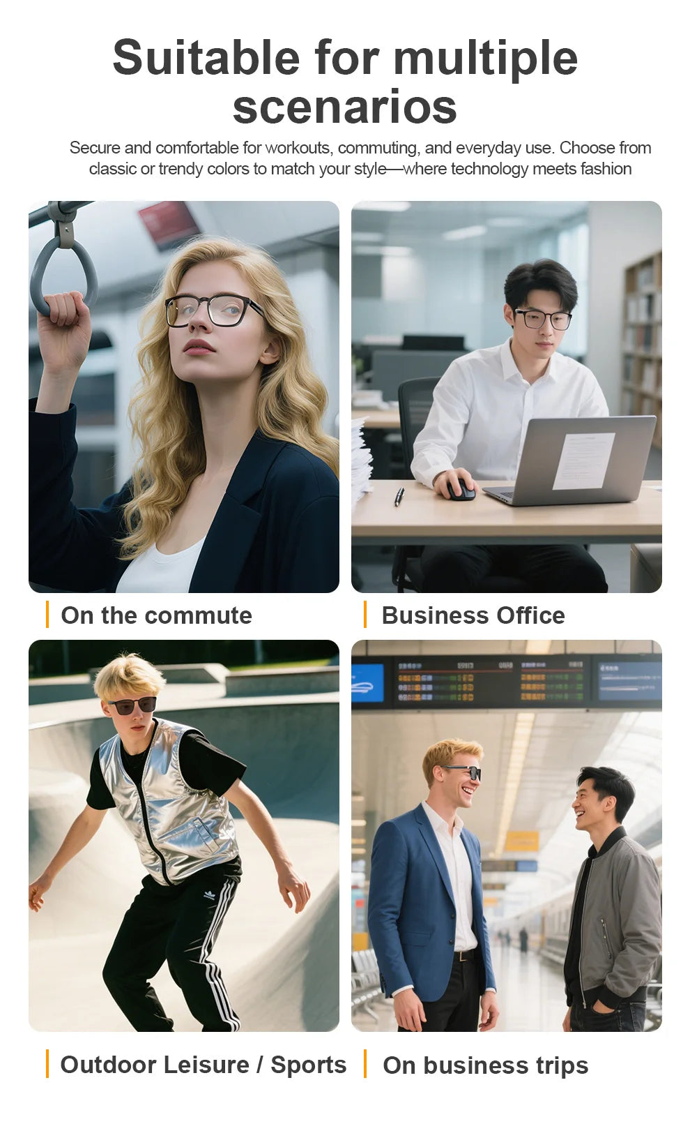 AI translation smart glasses with photochromic properties, Bluetooth for music playback and calls, multi-functional audio for dr