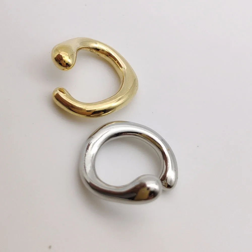 Golden Earrings without Piercing Geometric Round Ear Cuff Minimalist Cartilage Earrings Women Simple Jewelry