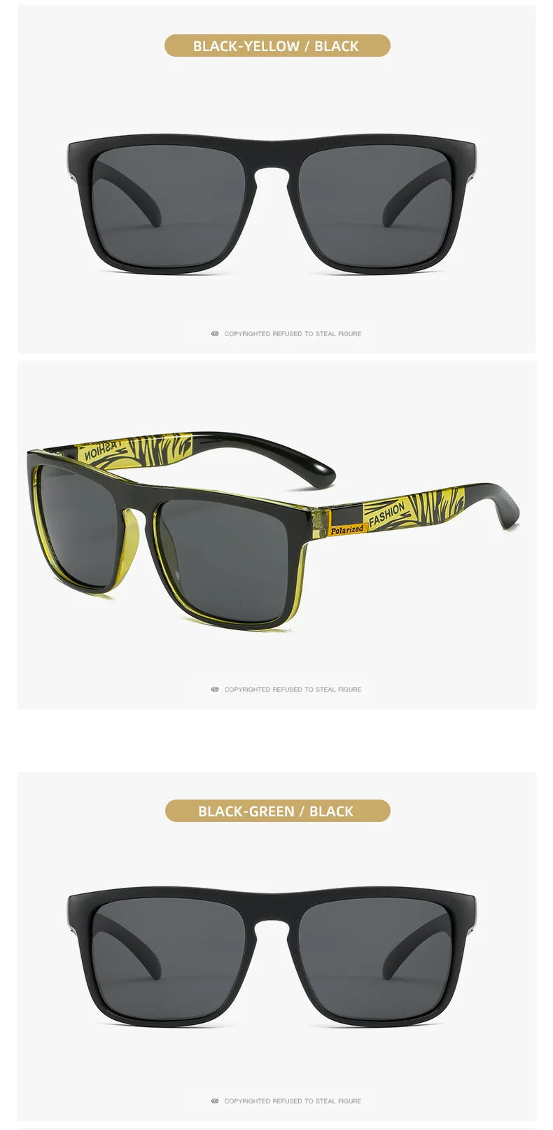 Fashion Square Vintage Polarized Sunglasses Men Women Retro Driving Fishing Luxury Brand Designer Sun Glasses UV400 Eyewear Очки