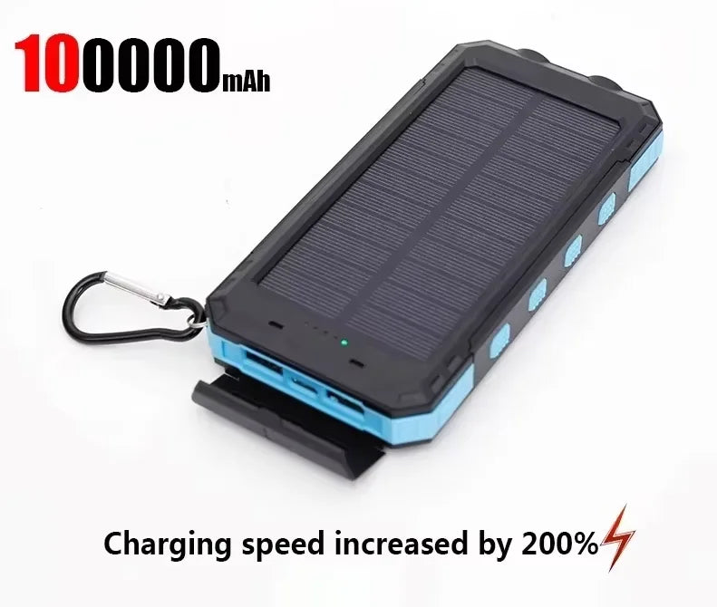 Solar 200000mAh Power Bank Portable Large Capacity Charger Compatible 120W Super Fast Charging For iPhone Samsun Huawei Xiaomi