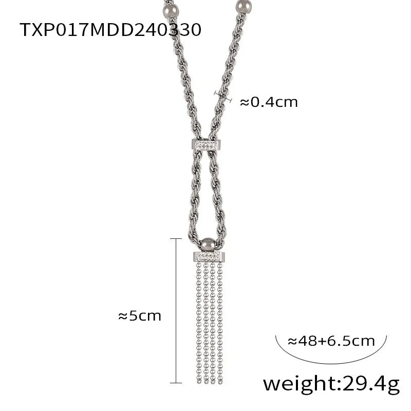 Women's Necklace Bracelet Ring Set Tassel Collarbone Chain Stainless Steel Fashionable and Versatile Jewelry Accessories