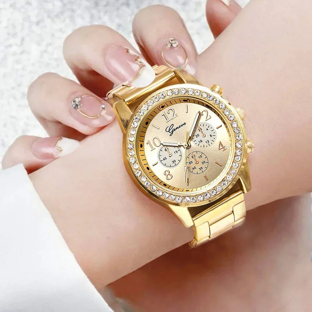 Women Diamond Watch Reloj Mujer New Fashion Luxury Rose Gold Wristwatch Female Casual Stainless Steel Quartz Watches Clock