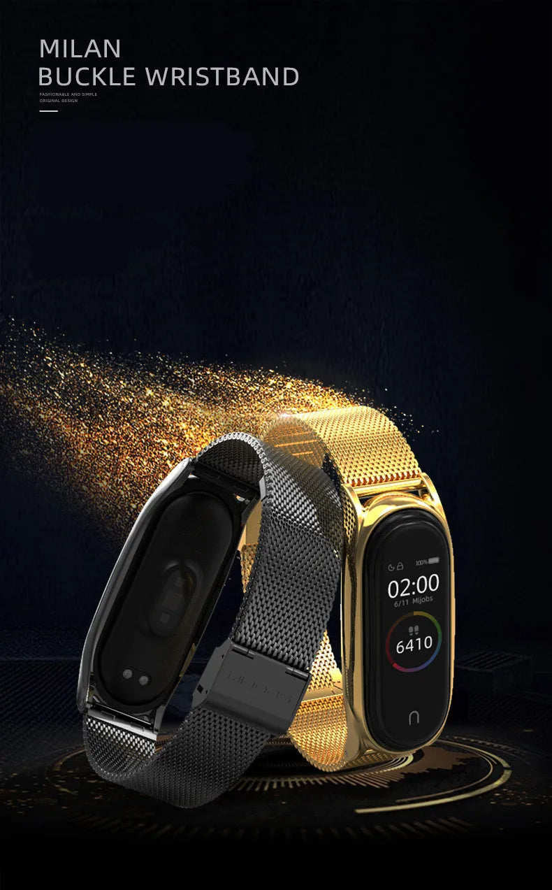 Smart Watch Strap For Xiaomi Mi Band 6 5 4 3 Watchbands Gold Sliver For Miband 6 5 4 Stainless Steel Sport Smartwatch Correas