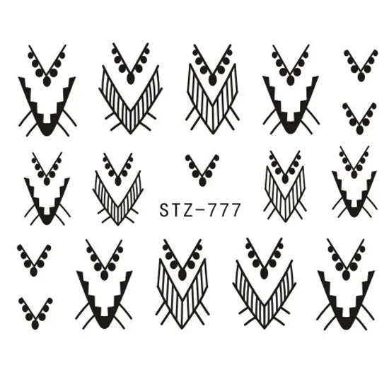 Nails Water Decals Abstract Pattern Nail Stickers Color Block Lines Leaf Flowers Sliders Manicures Foils Tips Black Art  Uñas