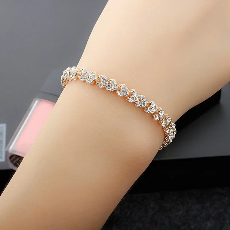 Women's Crystal Bracelet Gold Silver Rose Gold Color Bracelet Weight Bracelet Jewelry Браслеты На Руку Женские Pulseras Mujer 팔찌