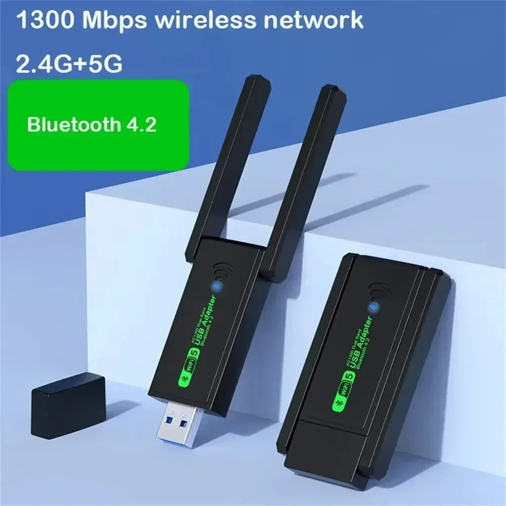 1300Mbps USB 3.0 WiFi Adapter Bluetooth 4.2 Receiver Transmitter Network Card Dual Band 2.4G/5GHz For Desktop Laptop PC