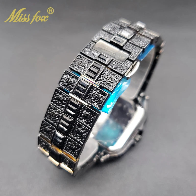 Diamond Men's Quartz Watch With Auto Date Waterproof Wristwatches For Male Unique Luxury Cool Iced Fashion Trends Timepieces New