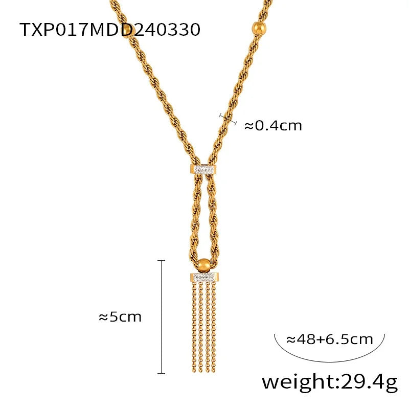 Women's Necklace Bracelet Ring Set Tassel Collarbone Chain Stainless Steel Fashionable and Versatile Jewelry Accessories