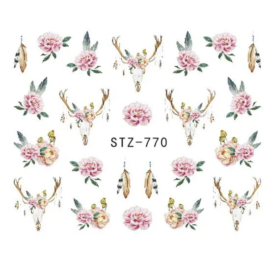 Nails Water Decals Abstract Pattern Nail Stickers Color Block Lines Leaf Flowers Sliders Manicures Foils Tips Black Art  Uñas